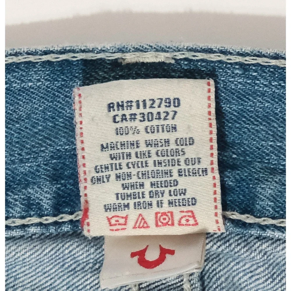 True Religion Jeans Womens 34 x 32 Blue Denim Bootcut Flaws On Pockets